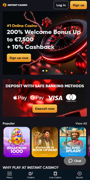 Casino Bonuses in Canada Instant Casino homepage