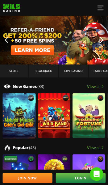 Wild Casino $10 Minimum Deposit Refer-A-Friend Bonus 