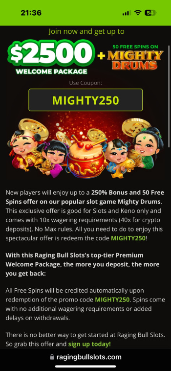 the welcome bonus at raging bull