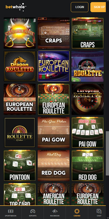 Online craps games at betwhale casino