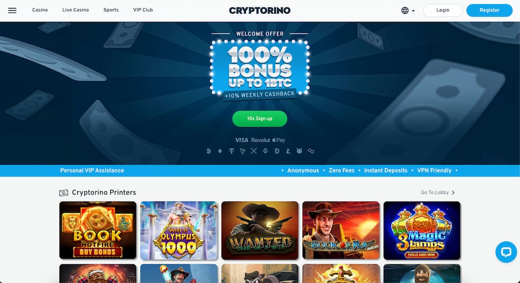 Cryptorino front page