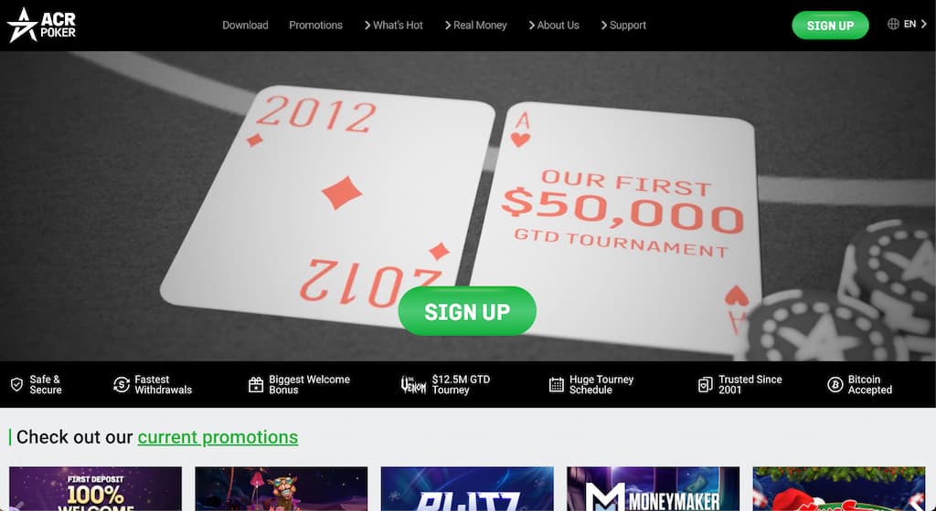 ACR Poker front page