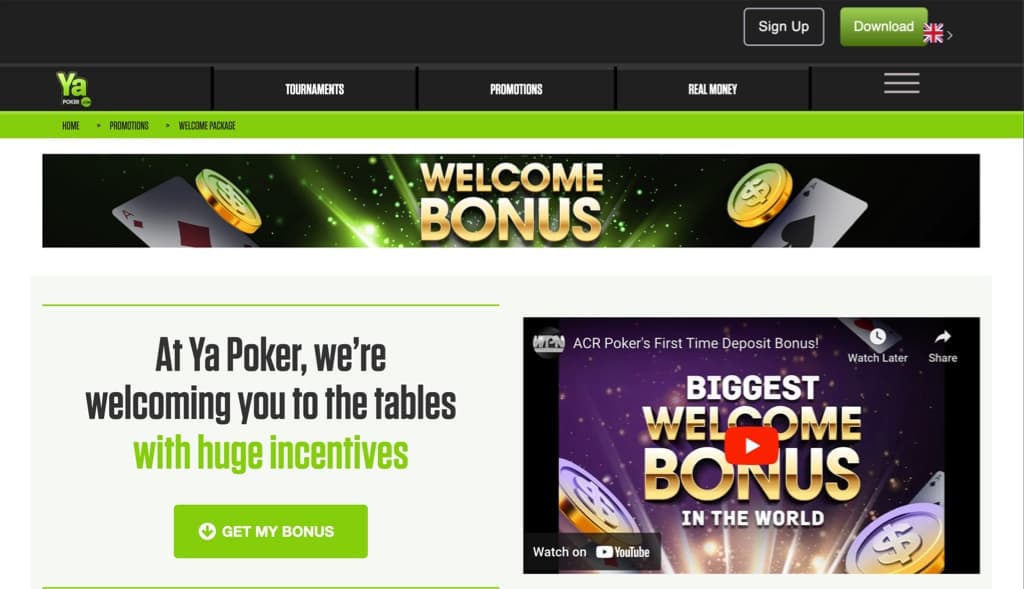 ya poker welcome bonus